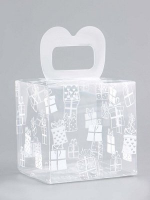 Коробка подарочная новогодняя складная ПВХ «Подарки» 8x8x8 см