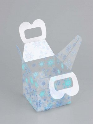 Коробка подарочная новогодняя складная ПВХ «Снежинки» 8x8x8 см