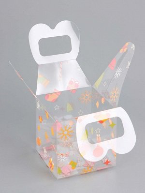 Коробка подарочная новогодняя складная ПВХ «Новогодние украшения» 11x11x11 см