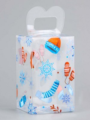 Коробка подарочная новогодняя складная ПВХ «С Праздником!» 6x6x10 см