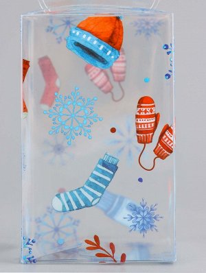 Коробка подарочная новогодняя складная ПВХ «С Праздником!» 6x6x10 см