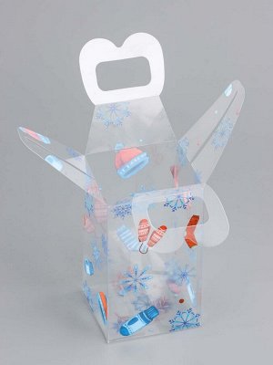 Коробка подарочная новогодняя складная ПВХ «С Праздником!» 6x6x10 см