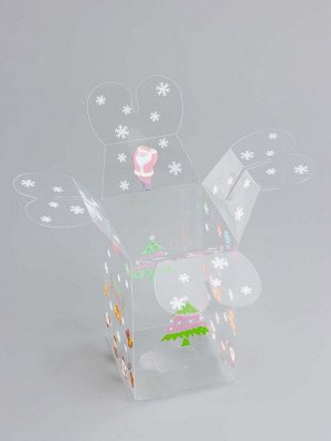 Коробка подарочная новогодняя складная ПВХ «Веселый Дед Мороз» 6x6x10 см