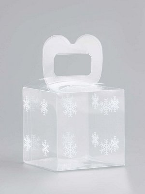 Коробка подарочная новогодняя складная ПВХ «Снежинки» 5x5x5 см