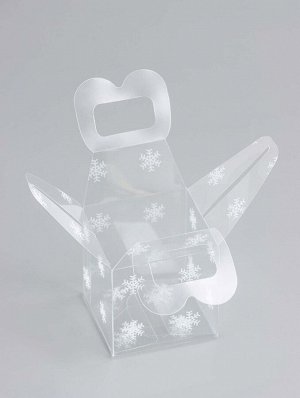 Коробка подарочная новогодняя складная ПВХ «Снежинки» 5x5x5 см