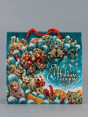 Коробка подарочная новогодняя, складная «МалаХит» 23x10x22 см