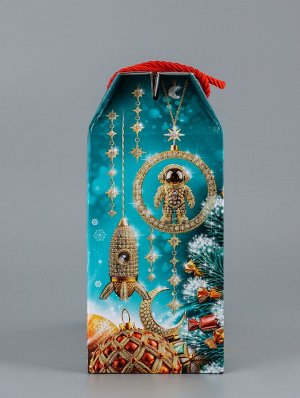 Коробка подарочная новогодняя, складная «МалаХит» 23x10x22 см