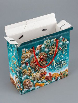 Коробка подарочная новогодняя, складная «МалаХит» 23x10x22 см