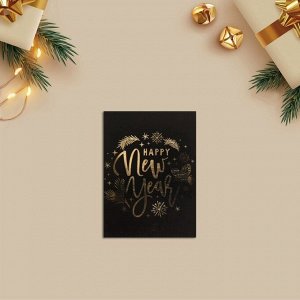 Открытка-мини новогодняя Happy New Year, 8x6 см