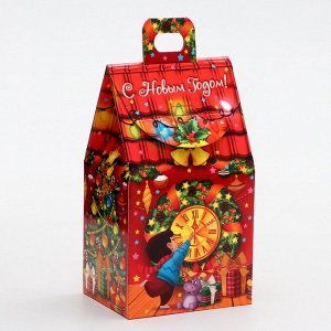Коробка новогодняя подарочная складная «Полюсатики» 9.5x7.5x16.5 см, для сладких подарков