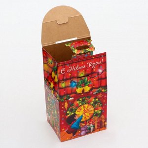 Коробка новогодняя подарочная складная «Полюсатики» 9.5x7.5x16.5 см, для сладких подарков
