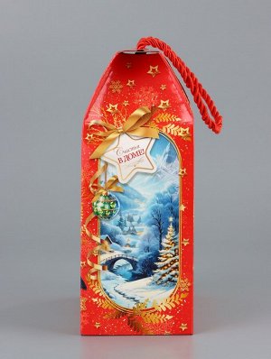 Коробка подарочная новогодняя, складная «Снегири» 16x8x20 см