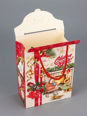 Коробка подарочная новогодняя, складная «Добрые традиции» 16x8x20 см