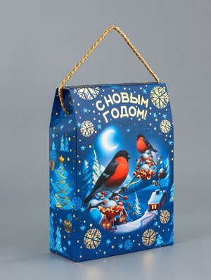 Коробка подарочная новогодняя, складная «Снегири» 17.3x7x23.5 см