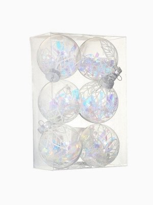 Ёлочные игрушки «Прозрачный лист», шары новогодние, d=8 см, набор 6 шт.