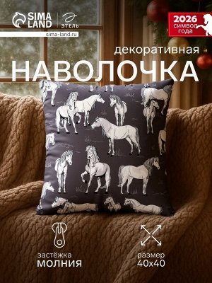 Наволочка декоративная «Этель. Black&amp;White», 40x40 см, велюр