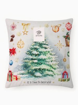 Подушка декоративная новогодняя «Этель. Time to decorate», 40x40 см, велюр