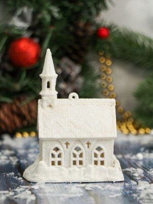 Ёлочная игрушка «Снежный замок» 6x6 см, белый