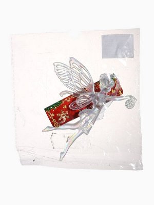 Ёлочная игрушка «Зимнее волшебство. Фея с шариком», 12x11.5 см, белый перелив