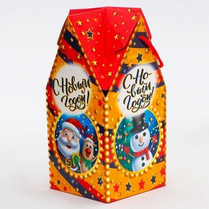 Коробка новогодняя подарочная складная «Приветики» 10.5x10.5x21.5 см