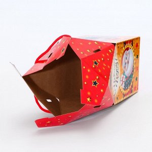 Коробка новогодняя подарочная складная «Приветики» 10.5x10.5x21.5 см