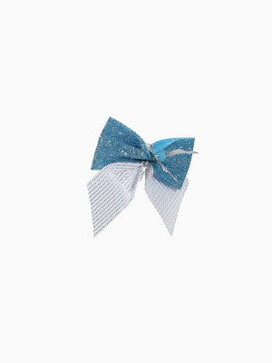Ёлочные игрушки 12 шт. «Зимнее волшебство. Бант» пластик, 5.5x5 см, серебристо-голубой