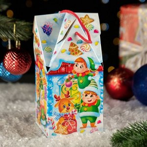 Коробка новогодняя подарочная складная «Зефиркины» 10.5x10.5x21.5 см
