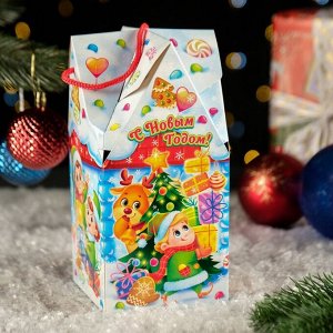 Коробка новогодняя подарочная складная «Зефиркины» 10.5x10.5x21.5 см
