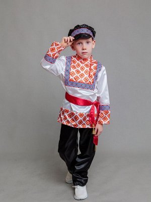 Карнавальный костюм детский «Никитка»: рубашка косоворотка, брюки, кушак, р. 134