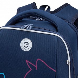 Ранец школьный формованный GRIZZLY с анатомической спинкой, на ножках, для девочек