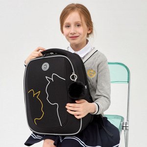 Ранец школьный формованный GRIZZLY с анатомической спинкой, на ножках, для девочек