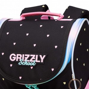 Ранец школьный GRIZZLY суперлегкий с анатомической спинкой, на ножках, с мешком для обуви, для девочки