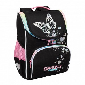 Ранец школьный GRIZZLY суперлегкий с анатомической спинкой, на ножках, с мешком для обуви, для девочки