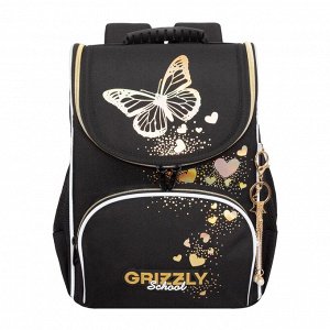 Ранец школьный GRIZZLY суперлегкий с анатомической спинкой, на ножках, с мешком для обуви, для девочки