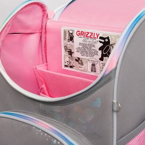 Ранец школьный GRIZZLY суперлегкий с анатомической спинкой, на ножках, с мешком для обуви, для девочки