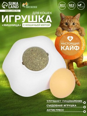 Игрушка для кошек с кошачьей мятой «Яичница», 6 см