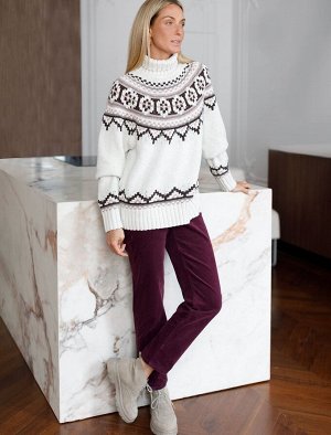 Укороченные эластичные брюки слим из микро вельвета бургунди