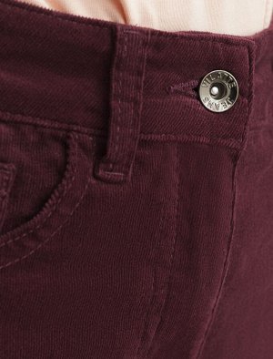 Брюки из эластичного микро-вельвета бургунди