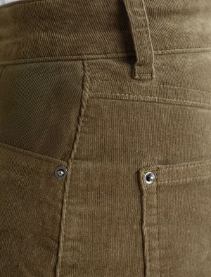 Брюки из эластичного микро-вельвета хаки