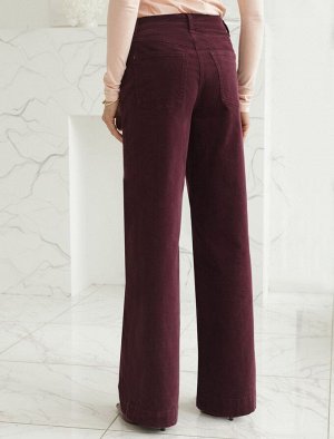 Брюки из эластичного микро-вельвета бургунди