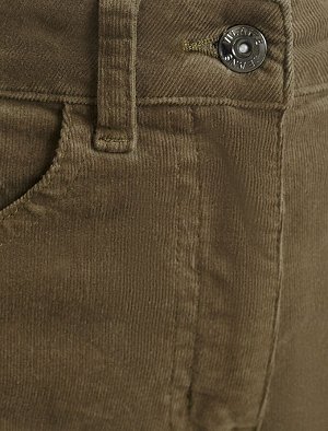 Брюки из эластичного микро-вельвета хаки