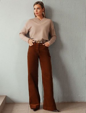 Брюки из эластичного микро-вельвета светло-коричневый
