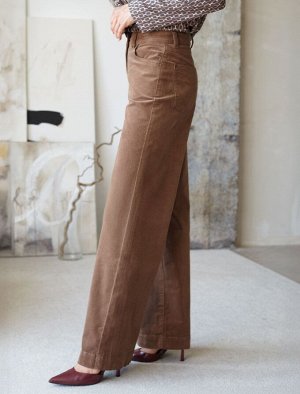 Брюки из эластичного микро-вельвета светло-кофейный