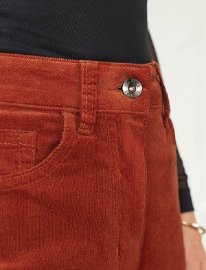 Брюки из эластичного микро-вельвета терракотовый