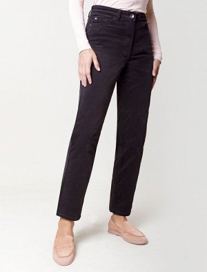 Укороченные эластичные брюки слим из микро вельвета черный