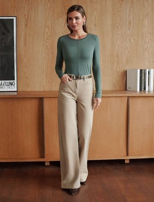 Брюки из эластичного микро-вельвета светло-бежевый