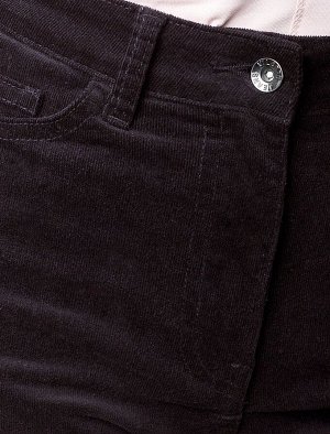 Укороченные эластичные брюки слим из микро вельвета черный