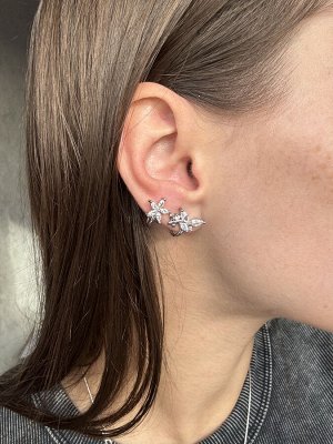 Серьги каффы с кристаллами покрытые серебром