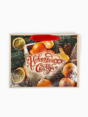 Пакет подарочный новогодний бумажный, «Новогодняя сказка», 24x20x11 см