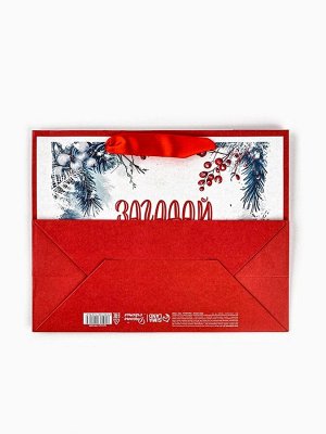 Пакет подарочный новогодний бумажный, «Загадай желание», 24x20x11 см